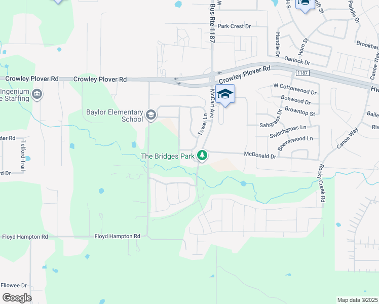 map of restaurants, bars, coffee shops, grocery stores, and more near 13429 Hartland Street in Crowley