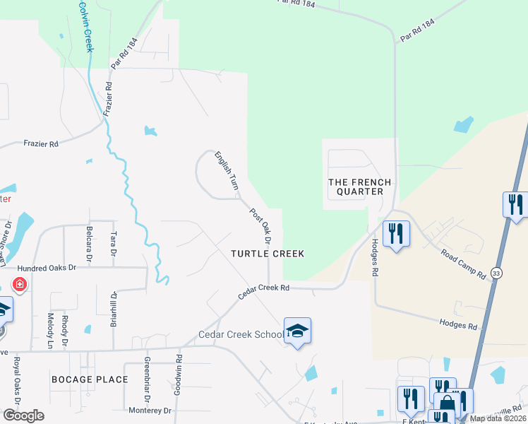 map of restaurants, bars, coffee shops, grocery stores, and more near 2700-2998 Post Oak Dr in Ruston