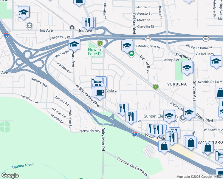 map of restaurants, bars, coffee shops, grocery stores, and more near 1898 Isla Del Campanero in San Diego