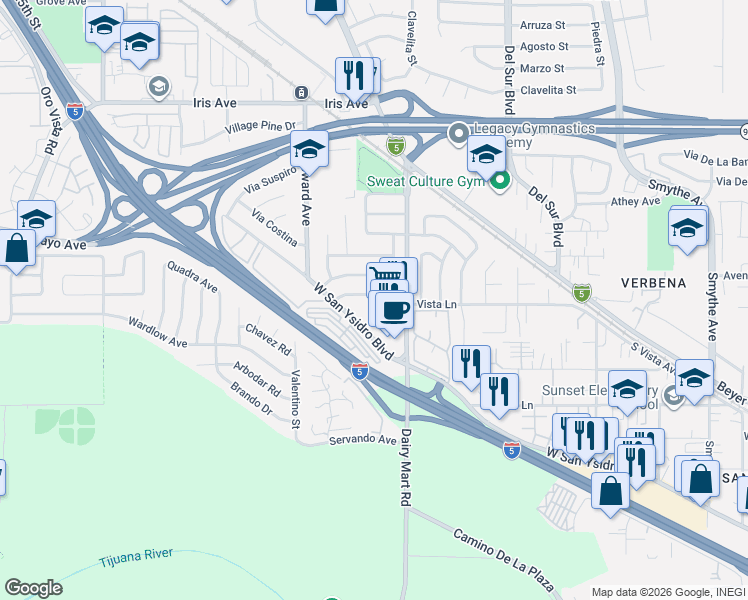 map of restaurants, bars, coffee shops, grocery stores, and more near 1933 Isla Del Carmen Way in San Diego