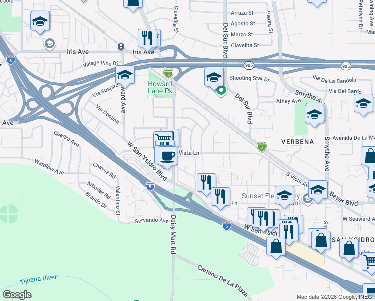 map of restaurants, bars, coffee shops, grocery stores, and more near 1898 Isla Del Campanero in San Diego