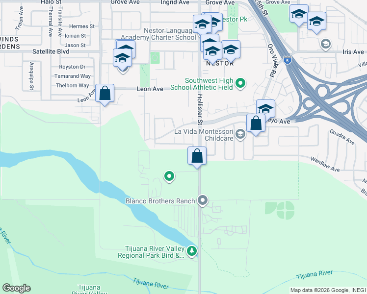 map of restaurants, bars, coffee shops, grocery stores, and more near 2245 Madreselva Way in San Diego