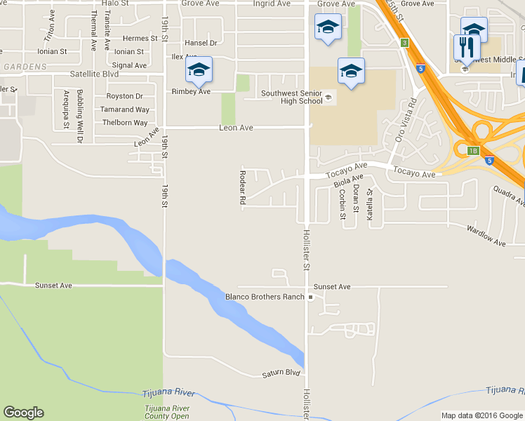 map of restaurants, bars, coffee shops, grocery stores, and more near 2145 Madreselva Way in San Diego