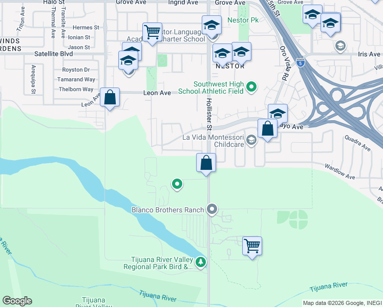 map of restaurants, bars, coffee shops, grocery stores, and more near 2245 Madreselva Way in San Diego