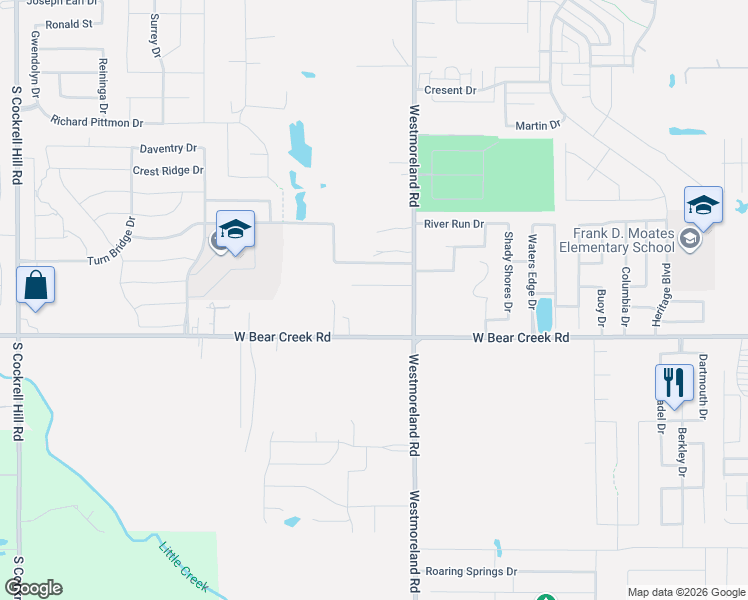 map of restaurants, bars, coffee shops, grocery stores, and more near 1623 South Westmoreland Road in Red Oak