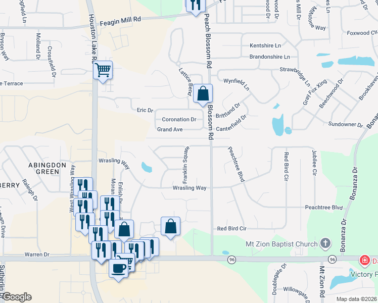 map of restaurants, bars, coffee shops, grocery stores, and more near 308 Franklin Square in Bonaire