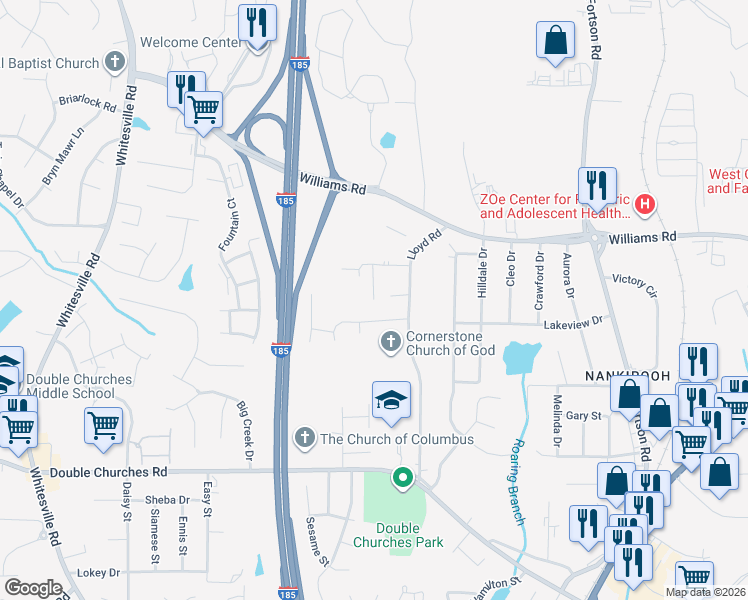 map of restaurants, bars, coffee shops, grocery stores, and more near 7967 Brooks Crossing Drive in Columbus