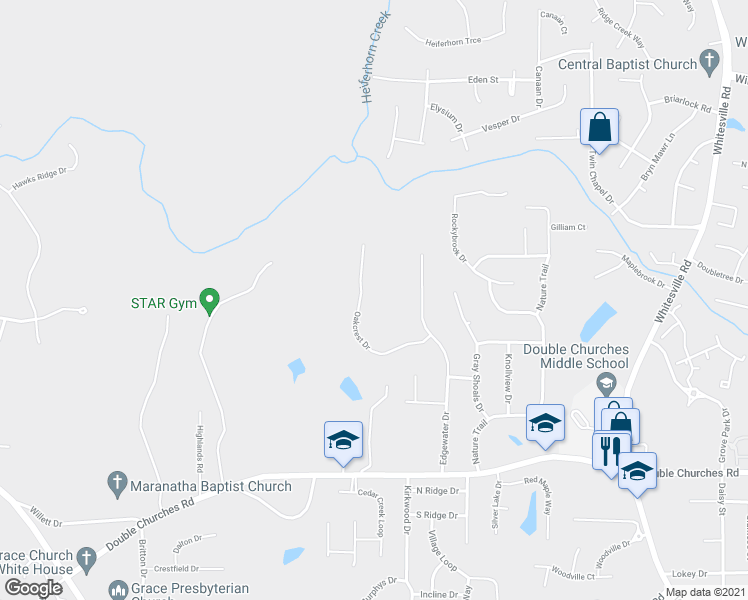 map of restaurants, bars, coffee shops, grocery stores, and more near 900 Oakcrest Drive in Columbus