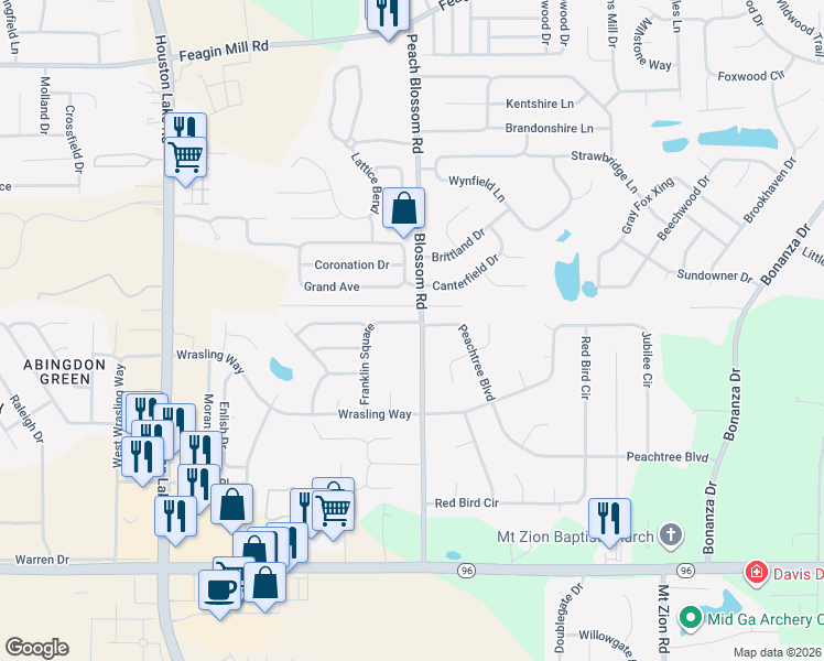 map of restaurants, bars, coffee shops, grocery stores, and more near 312 Franklin Square in Bonaire