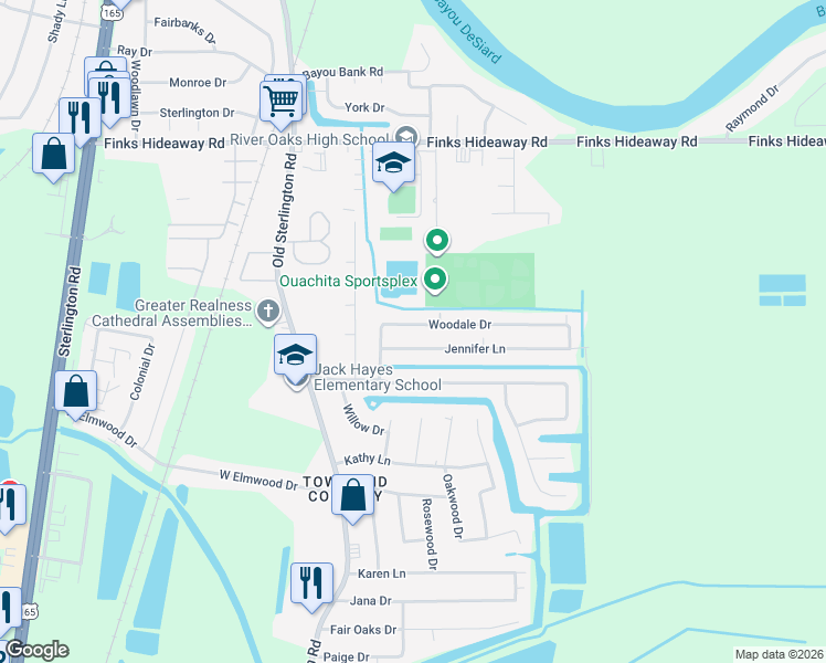 map of restaurants, bars, coffee shops, grocery stores, and more near 113 Jennifer Lane in Monroe