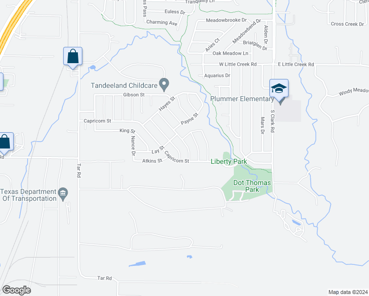 map of restaurants, bars, coffee shops, grocery stores, and more near 1327 Foster Street in Cedar Hill