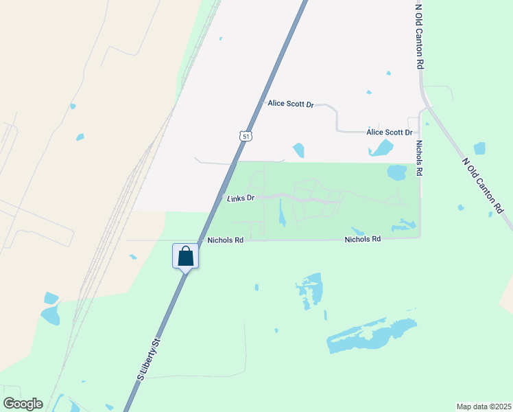map of restaurants, bars, coffee shops, grocery stores, and more near 124 Links Drive in Canton