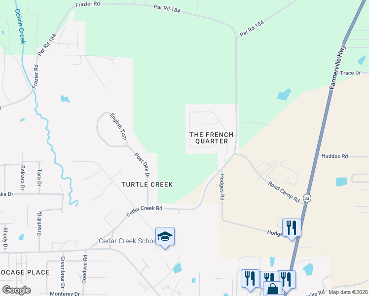 map of restaurants, bars, coffee shops, grocery stores, and more near 1600-1798 Rampart Dr in Ruston