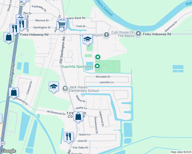 map of restaurants, bars, coffee shops, grocery stores, and more near 113 Jennifer Lane in Monroe