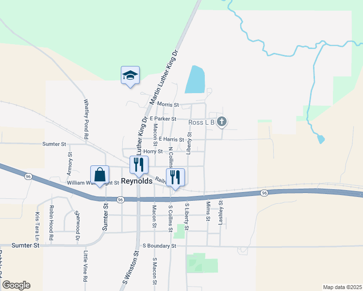 map of restaurants, bars, coffee shops, grocery stores, and more near 37 Horry Street in Reynolds
