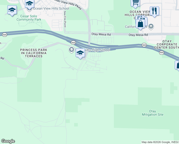 map of restaurants, bars, coffee shops, grocery stores, and more near 5506 San Roberto in San Diego