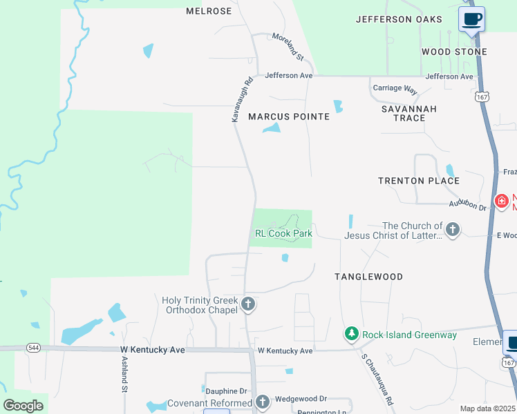map of restaurants, bars, coffee shops, grocery stores, and more near 3102 Kavanaugh Road in Ruston