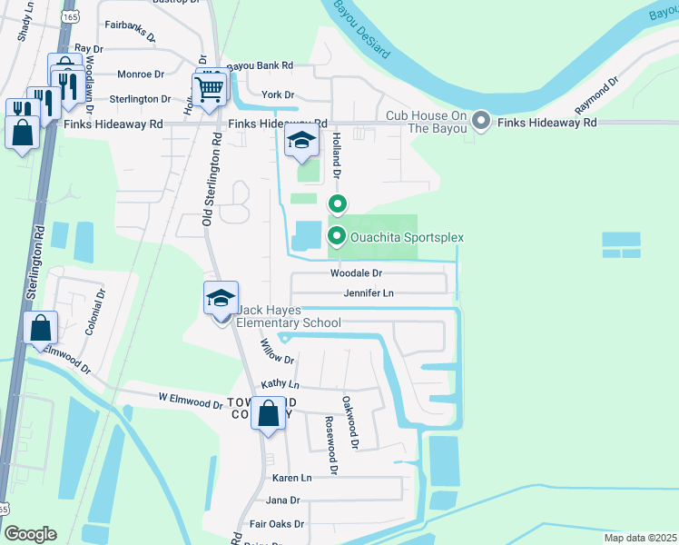 map of restaurants, bars, coffee shops, grocery stores, and more near 799 Holland Drive in Monroe