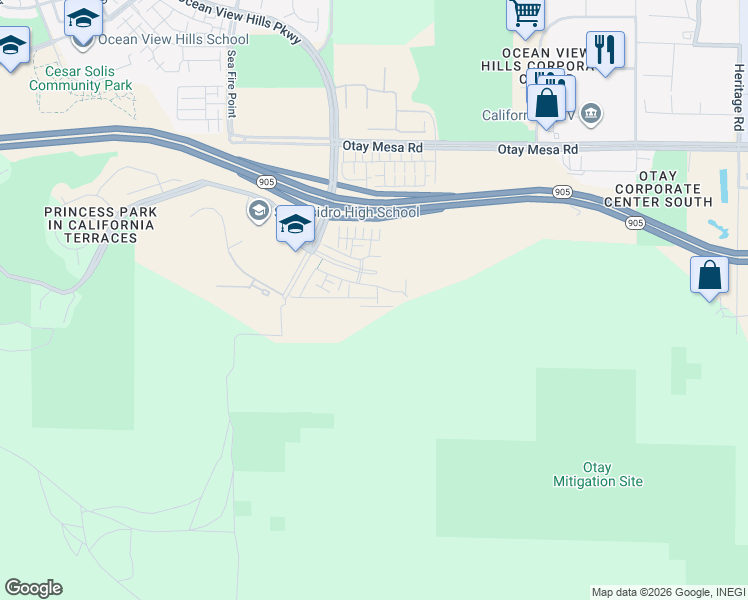 map of restaurants, bars, coffee shops, grocery stores, and more near 5515 San Roberto in San Diego