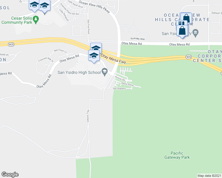 map of restaurants, bars, coffee shops, grocery stores, and more near 5435 San Roberto in San Diego
