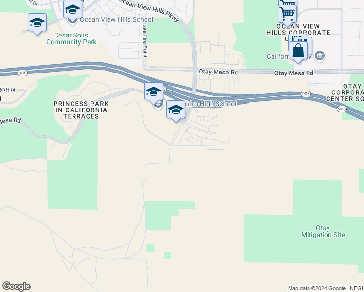 map of restaurants, bars, coffee shops, grocery stores, and more near 5421 San Roberto in San Diego