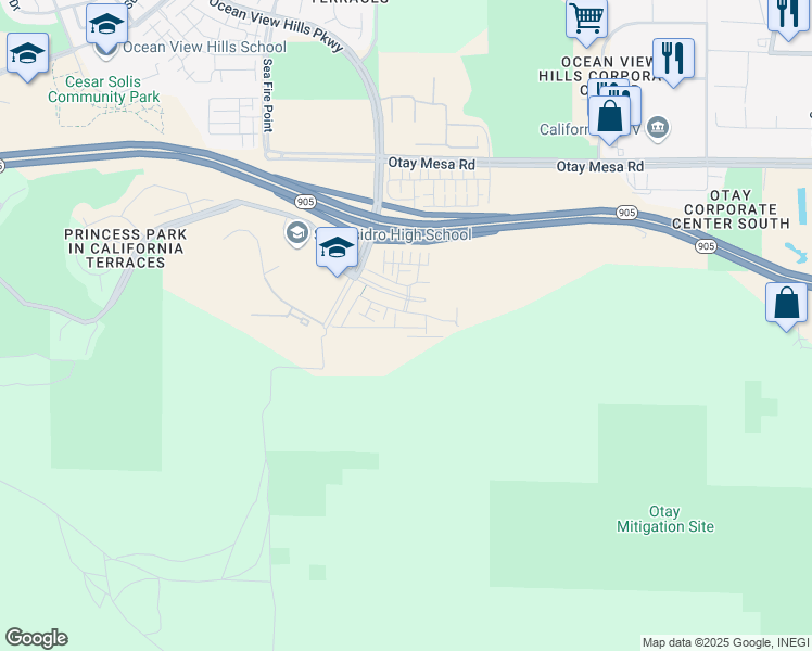 map of restaurants, bars, coffee shops, grocery stores, and more near 5496 San Roberto in San Diego