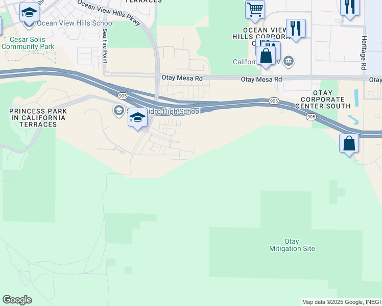 map of restaurants, bars, coffee shops, grocery stores, and more near 5528 Santa Alicia in San Diego