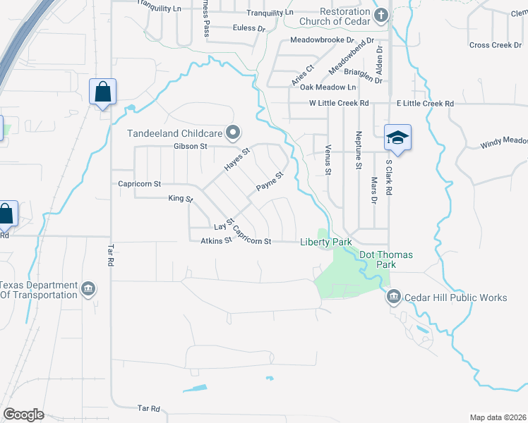 map of restaurants, bars, coffee shops, grocery stores, and more near 438 Welcome in Cedar Hill