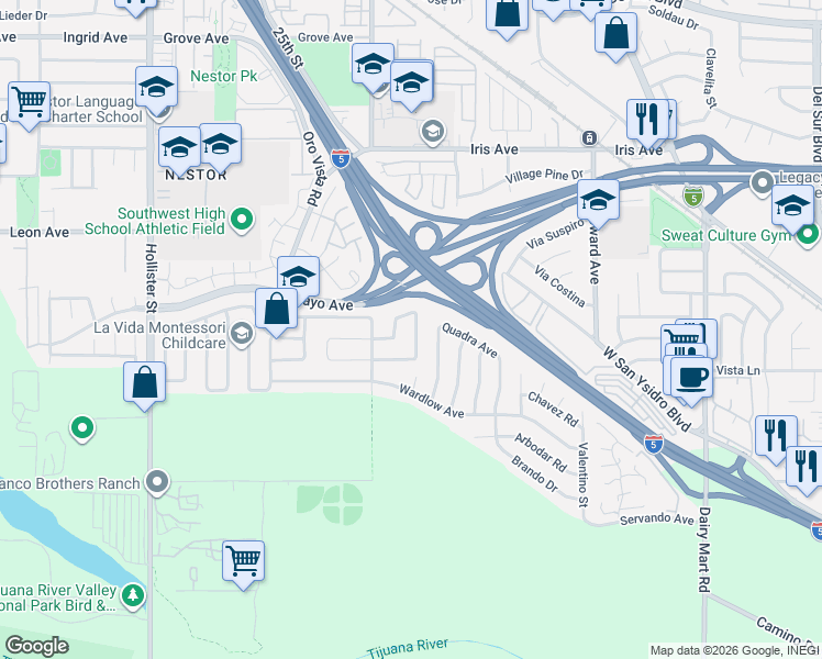 map of restaurants, bars, coffee shops, grocery stores, and more near 1827 Deep Haven Lane in San Diego