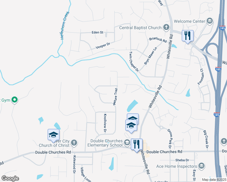 map of restaurants, bars, coffee shops, grocery stores, and more near 7917 Nature Trail in Columbus