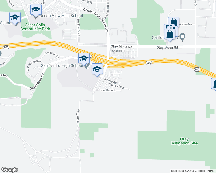 map of restaurants, bars, coffee shops, grocery stores, and more near 5428 Santa Regina in San Diego