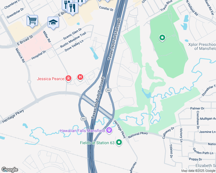 map of restaurants, bars, coffee shops, grocery stores, and more near 312 North State Highway 360 in Mansfield
