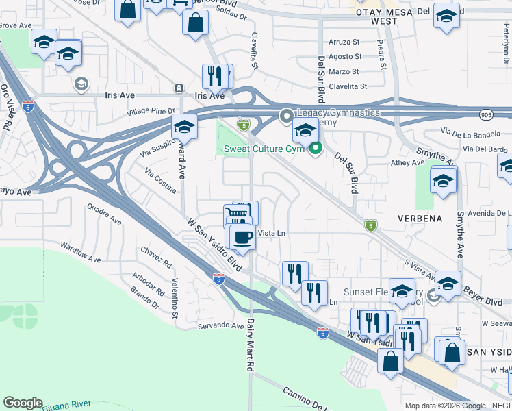 map of restaurants, bars, coffee shops, grocery stores, and more near 1775 Isla De La Gaita in San Diego