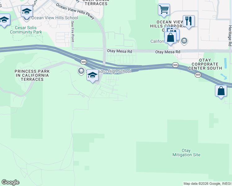 map of restaurants, bars, coffee shops, grocery stores, and more near 5514 Santa Alicia in San Diego