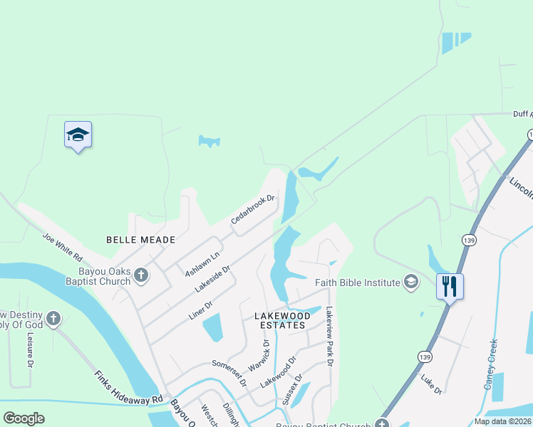 map of restaurants, bars, coffee shops, grocery stores, and more near 119 Cedarbrook Drive in Monroe
