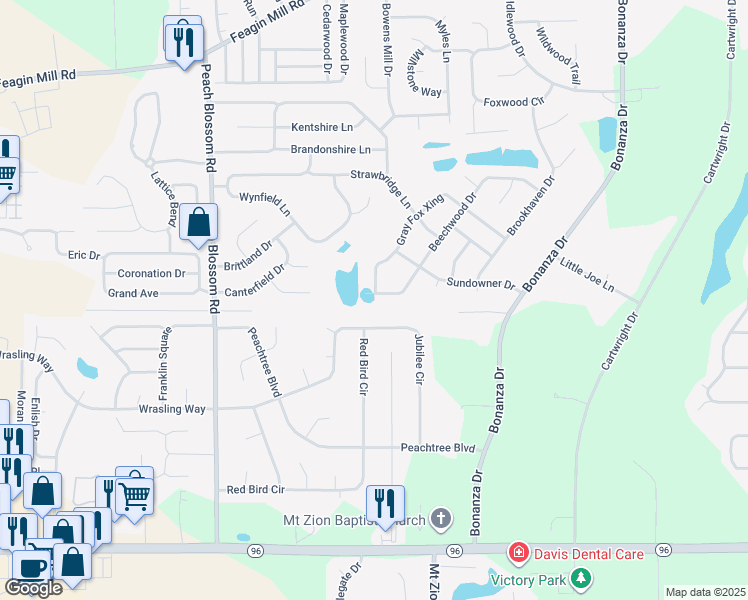 map of restaurants, bars, coffee shops, grocery stores, and more near 601 Beechwood Drive in Bonaire