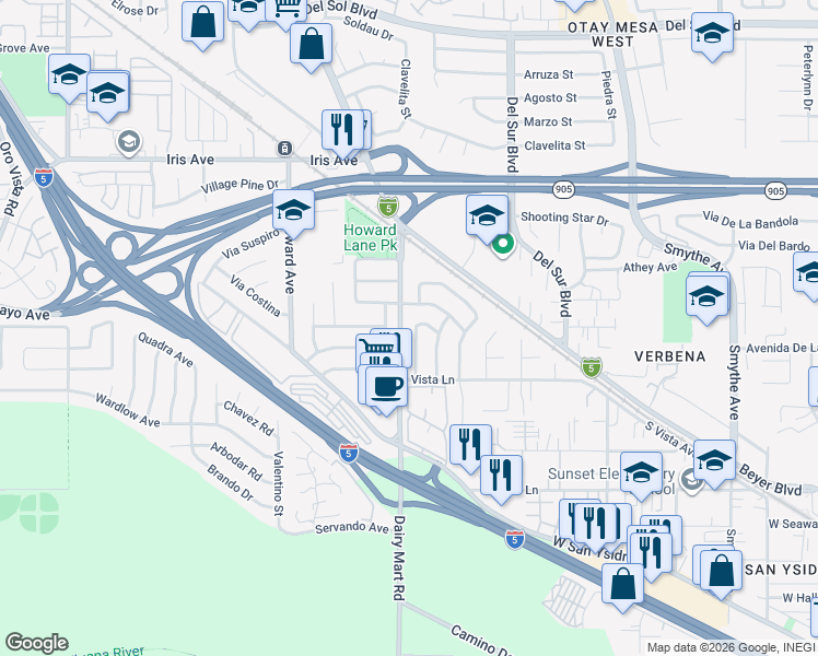 map of restaurants, bars, coffee shops, grocery stores, and more near 1810 Isla De La Gaita in San Diego