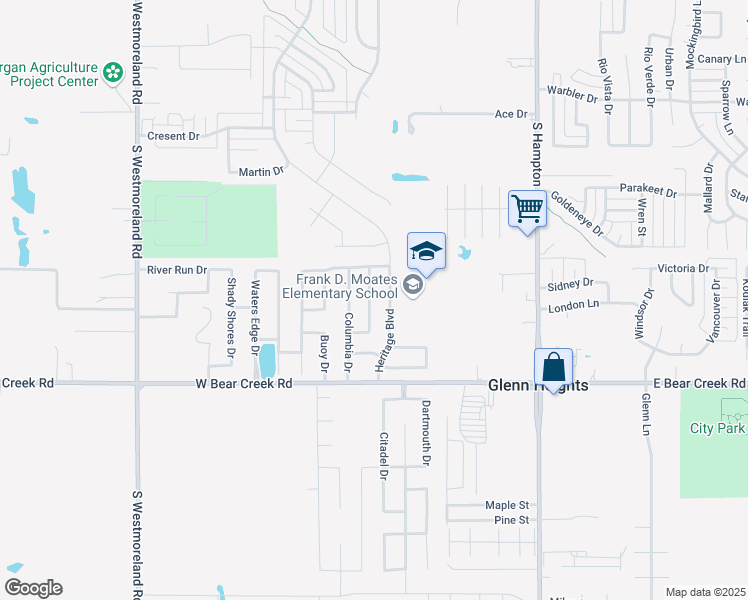 map of restaurants, bars, coffee shops, grocery stores, and more near 1512 Clemson Drive in Glenn Heights