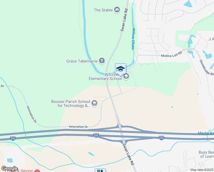 map of restaurants, bars, coffee shops, grocery stores, and more near 4830 Swan Lake Road in Bossier City