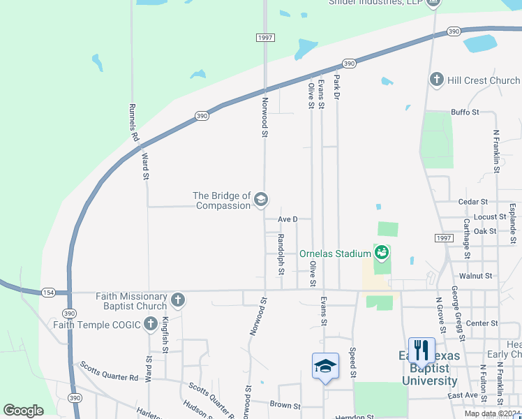 map of restaurants, bars, coffee shops, grocery stores, and more near 2303 Norwood Street in Marshall