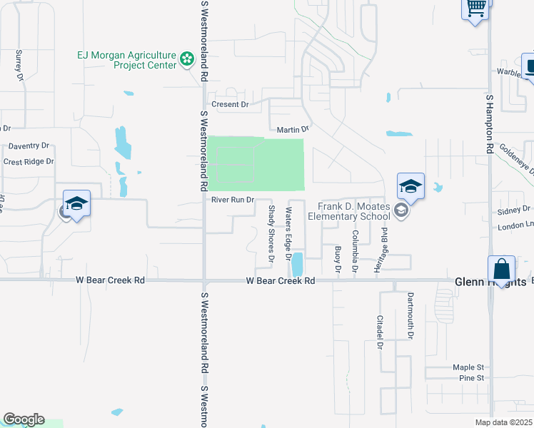 map of restaurants, bars, coffee shops, grocery stores, and more near 1507 Shady Shores Drive in Glenn Heights