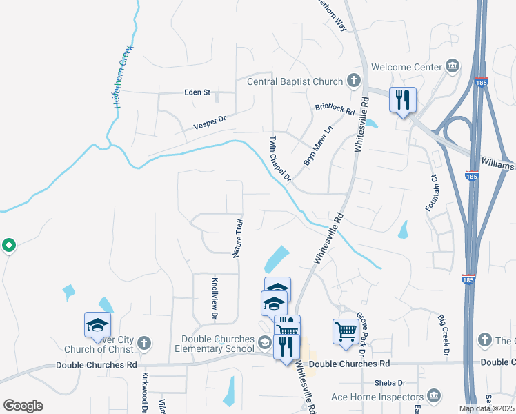 map of restaurants, bars, coffee shops, grocery stores, and more near 136 Maplebrook Court in Columbus