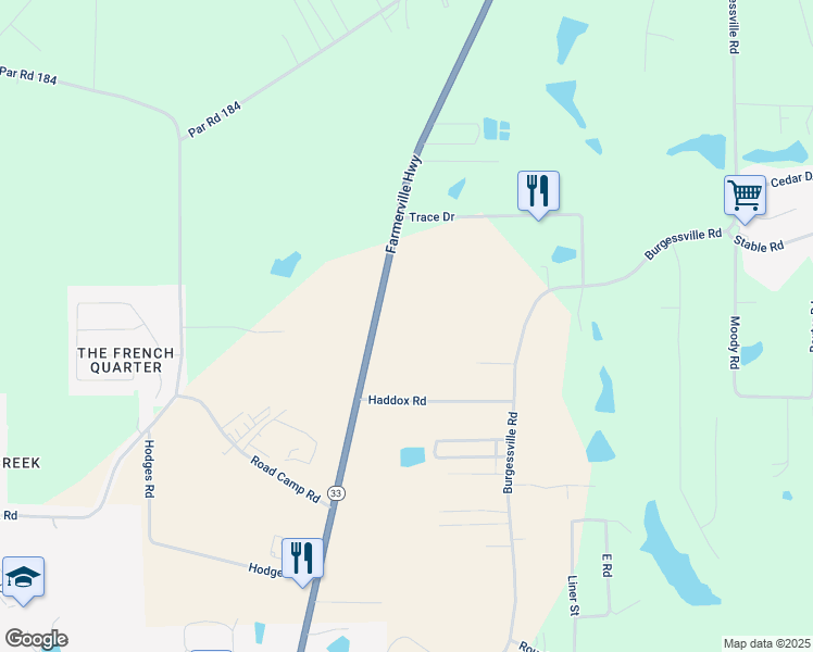 map of restaurants, bars, coffee shops, grocery stores, and more near 2602 Farmerville Highway in Ruston