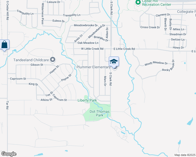 map of restaurants, bars, coffee shops, grocery stores, and more near 1216 Neptune Drive in Cedar Hill