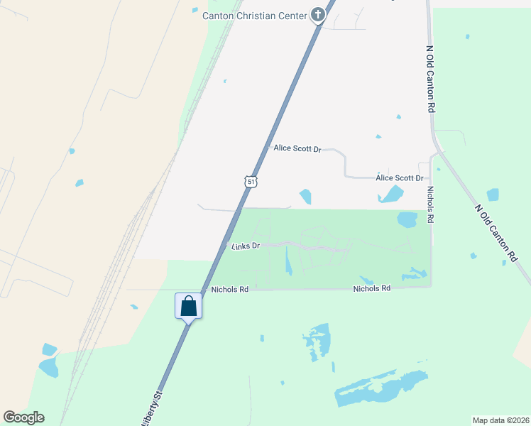 map of restaurants, bars, coffee shops, grocery stores, and more near 124 Links Drive in Canton