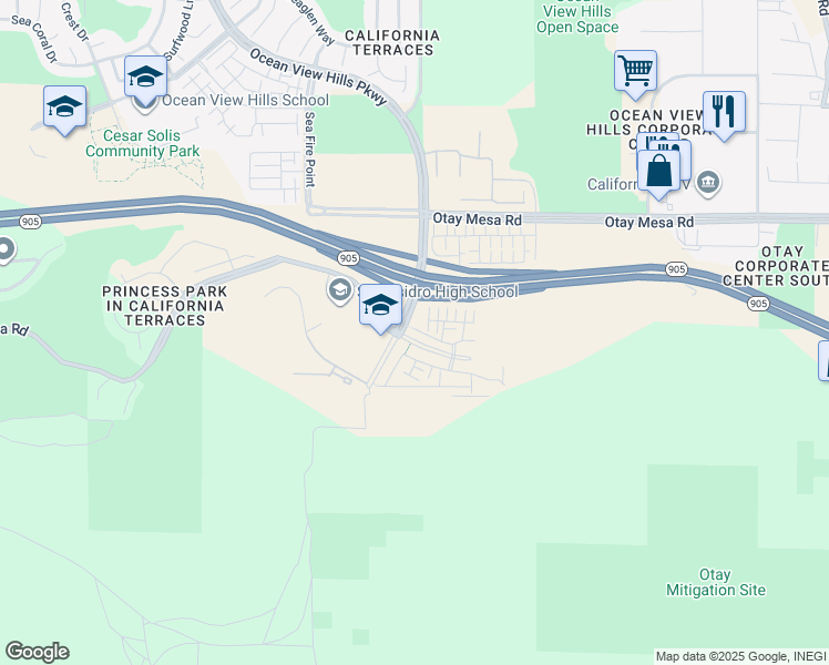 map of restaurants, bars, coffee shops, grocery stores, and more near 5411 San Virgilio in San Diego