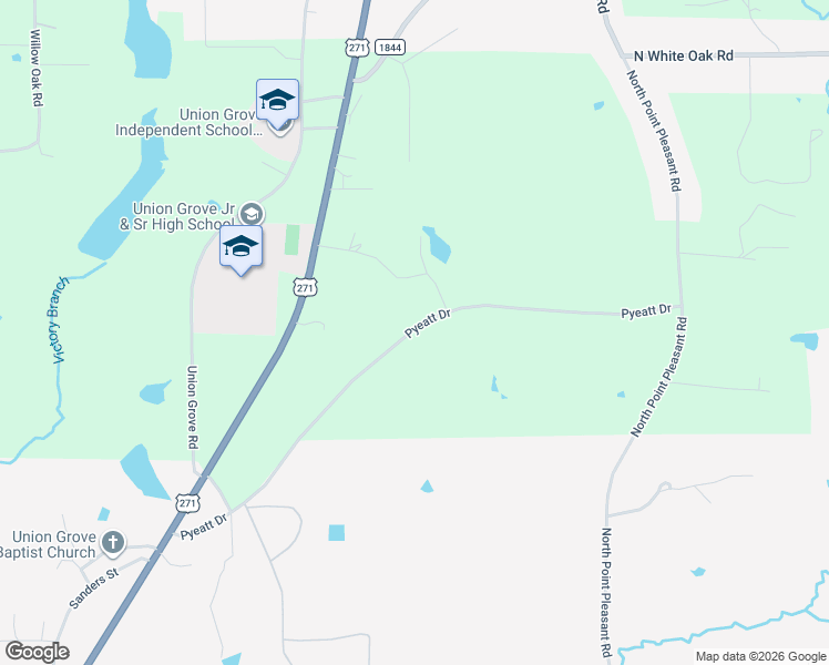 map of restaurants, bars, coffee shops, grocery stores, and more near 864 Pyeatt Drive in Gladewater