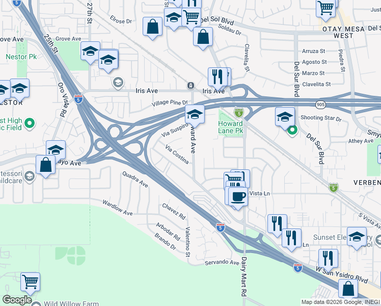map of restaurants, bars, coffee shops, grocery stores, and more near 1756 Howard Avenue in San Diego
