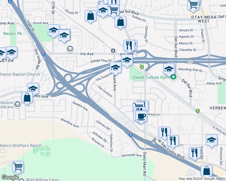 map of restaurants, bars, coffee shops, grocery stores, and more near 1756 Howard Avenue in San Diego