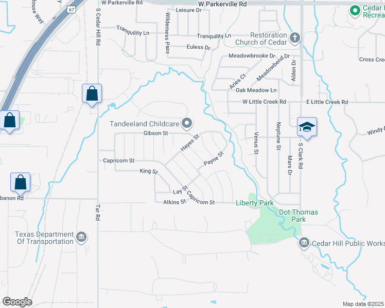 map of restaurants, bars, coffee shops, grocery stores, and more near 524 Tunnel Street in Cedar Hill